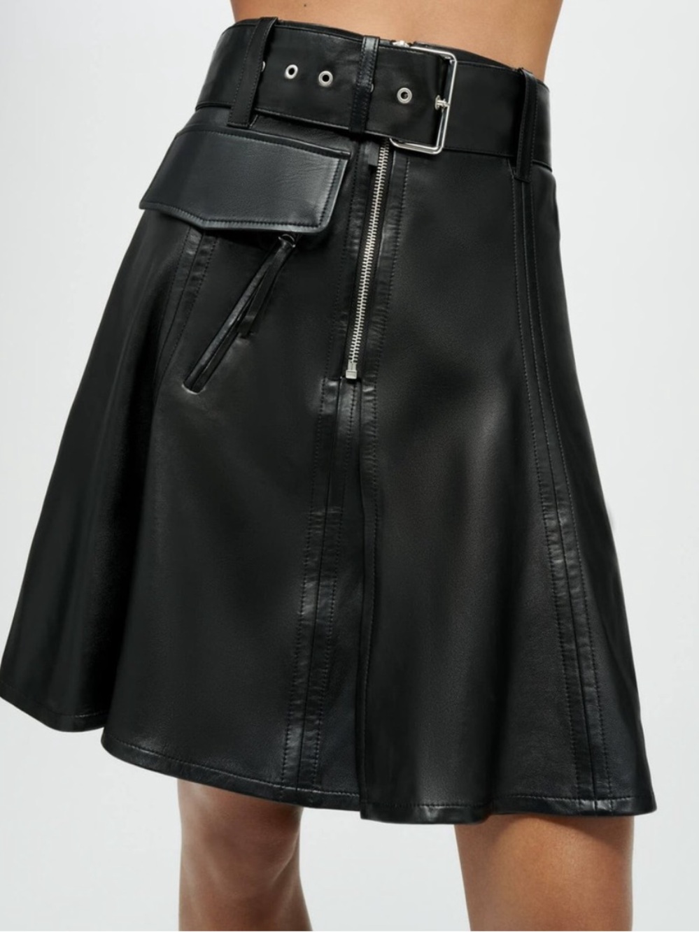 RE/DONE Leather Moto Skirt Size 25